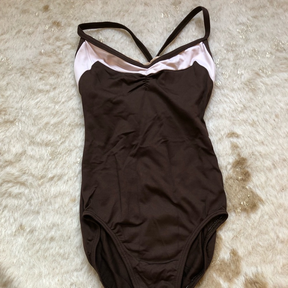 Brown and pink motionwear leotard